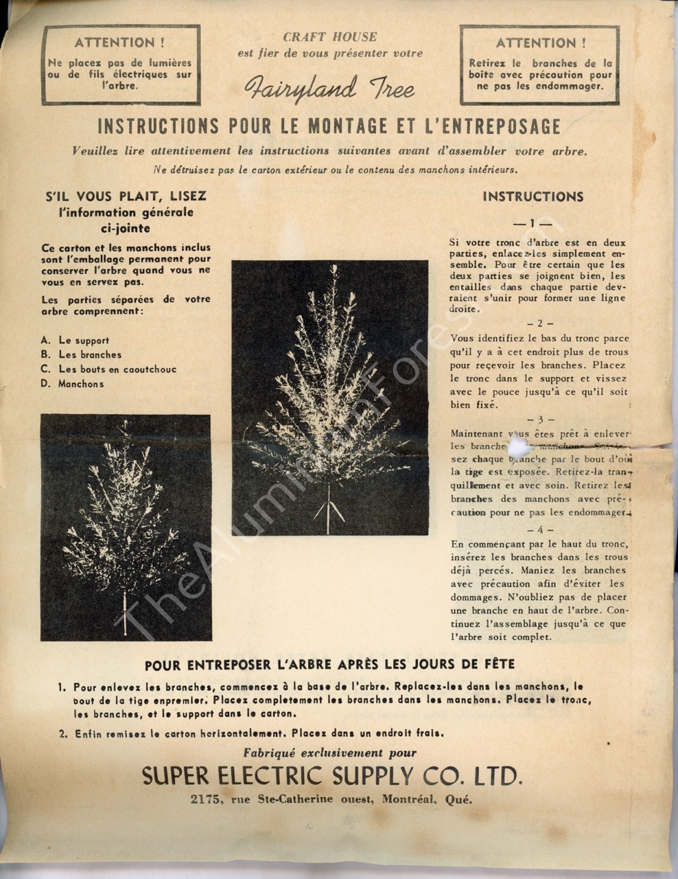 Fairyland Instructions French Aluminum Christmas Tree