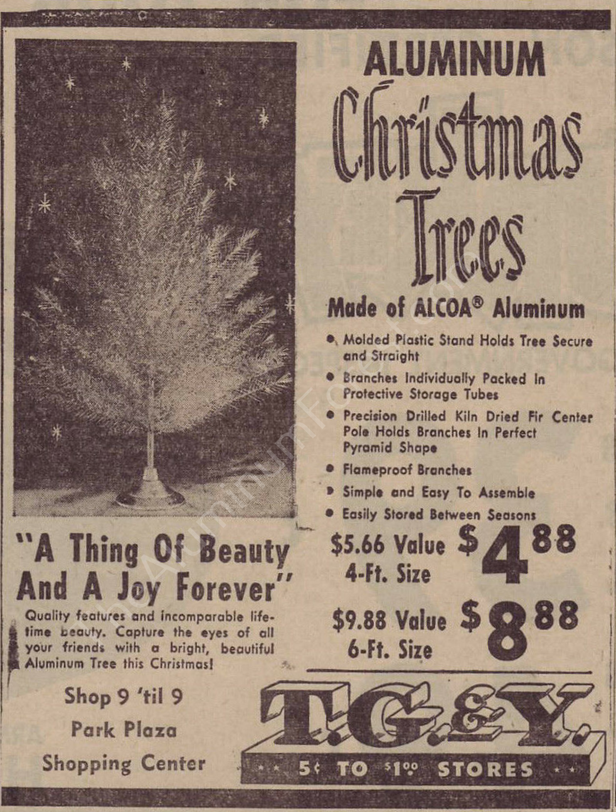 MTCo Ad: TG&Y The hallmark stand is the clue. ALuminum Christmas Tree