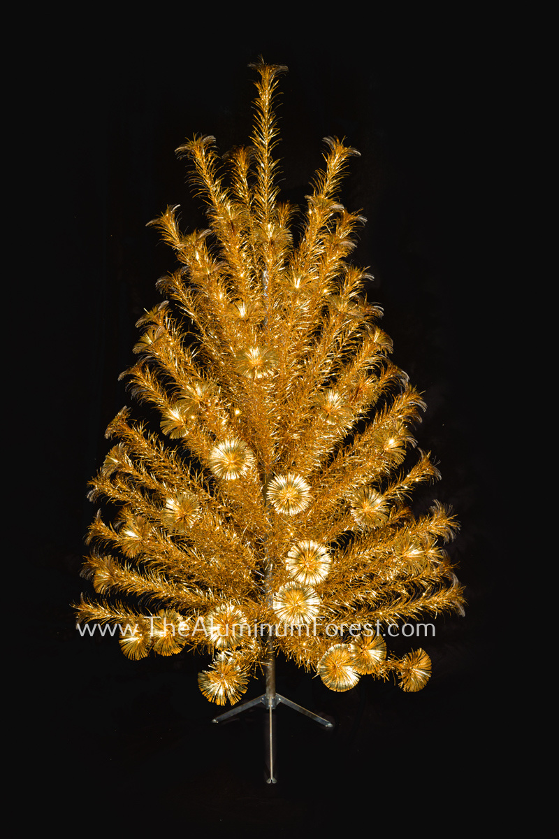 USSTCo Gold Pom Aluminum Christmas Tree