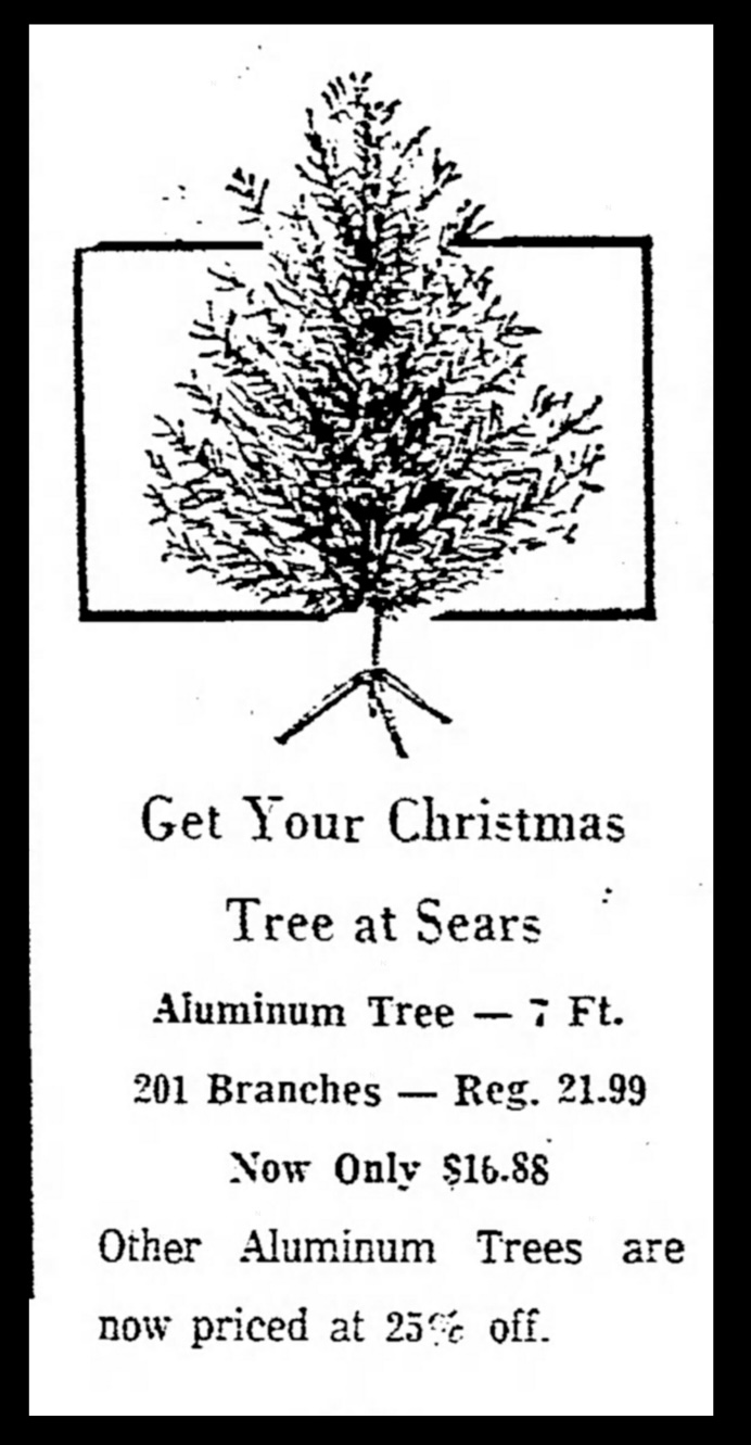 ar-Mac at Sears The High Point Enterprise 1962 Dec 23 Aluminum Christmas Tree