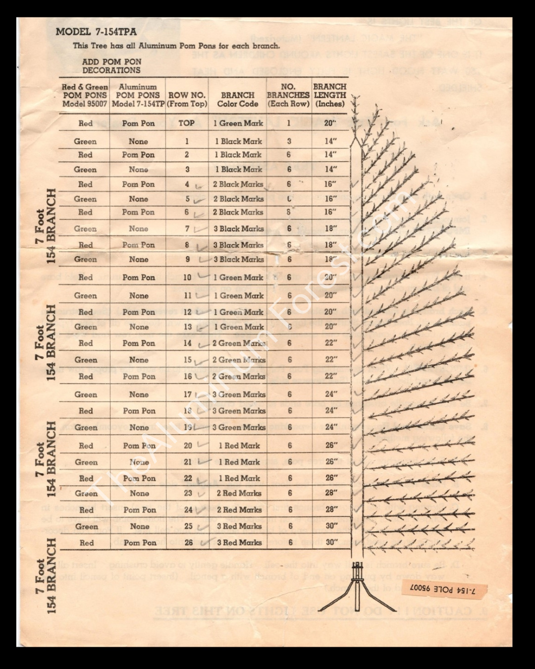 Car-Mac Instruction Sheet Aluminum Christmas Tree