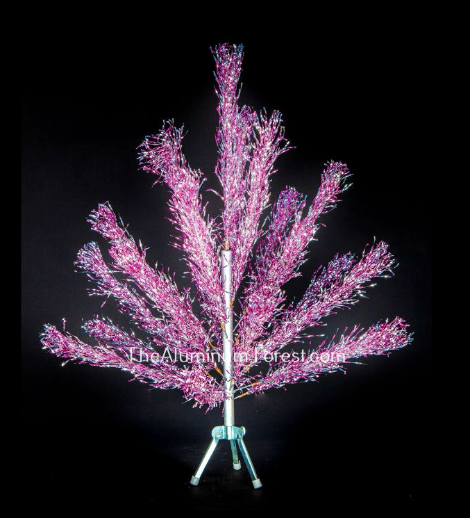 MTCo Silver-Fuschia Aluminum Christmas Tree